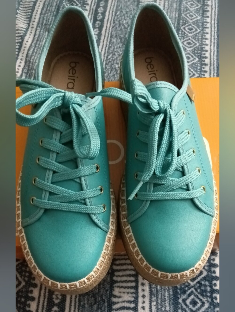 Casual Women's Turquoise Lace-Up Espadrille Sneakers